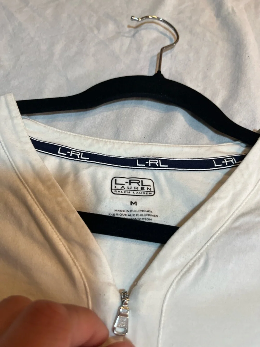 Long Sleeve White Ralph Lauren Top with Zip size medium - Picture 4 of 7